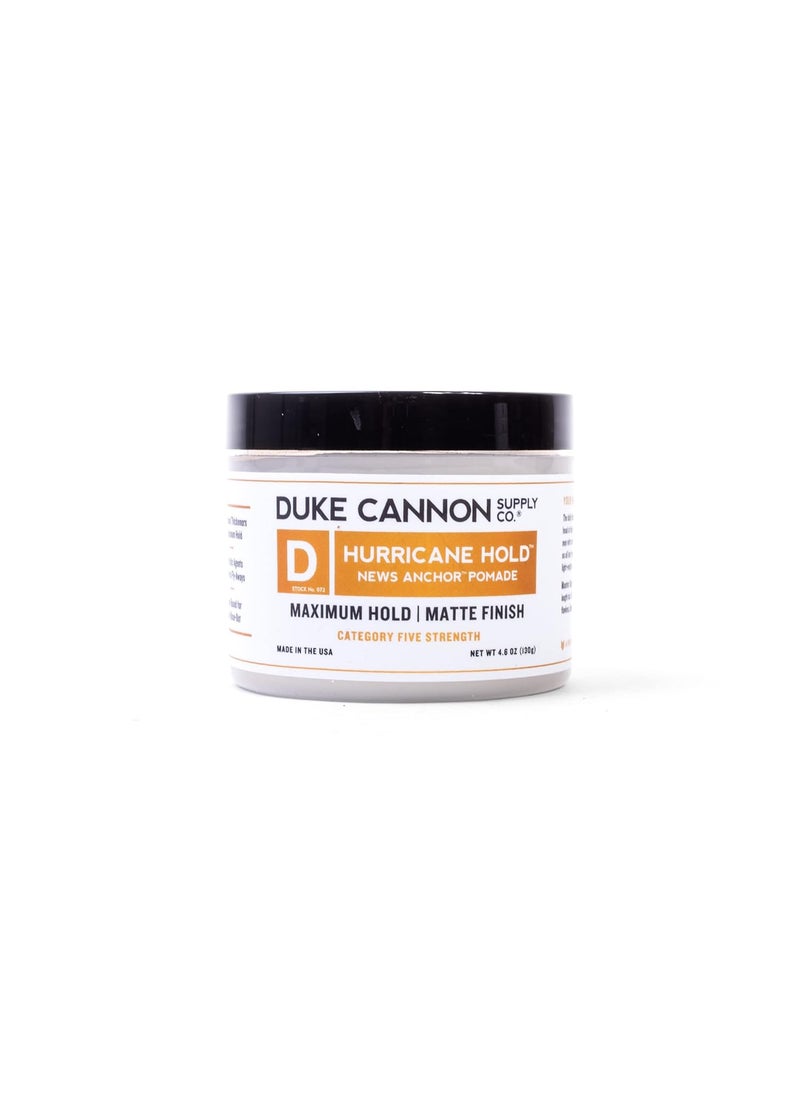 Duke Cannon News Anchor Hurricane Hold Pomade - 4.6oz - Maximum Hold, Matte Finish, Water-Based Pomade for Men with Citrus, Cedarwood & Musk Scent