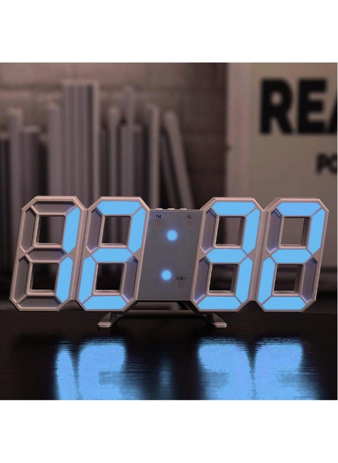 Intelligent 3D Clock Led Digital Alarm Clock Electronic Clock Living Room Wall Mounted Clock Indoor Temperature Clock