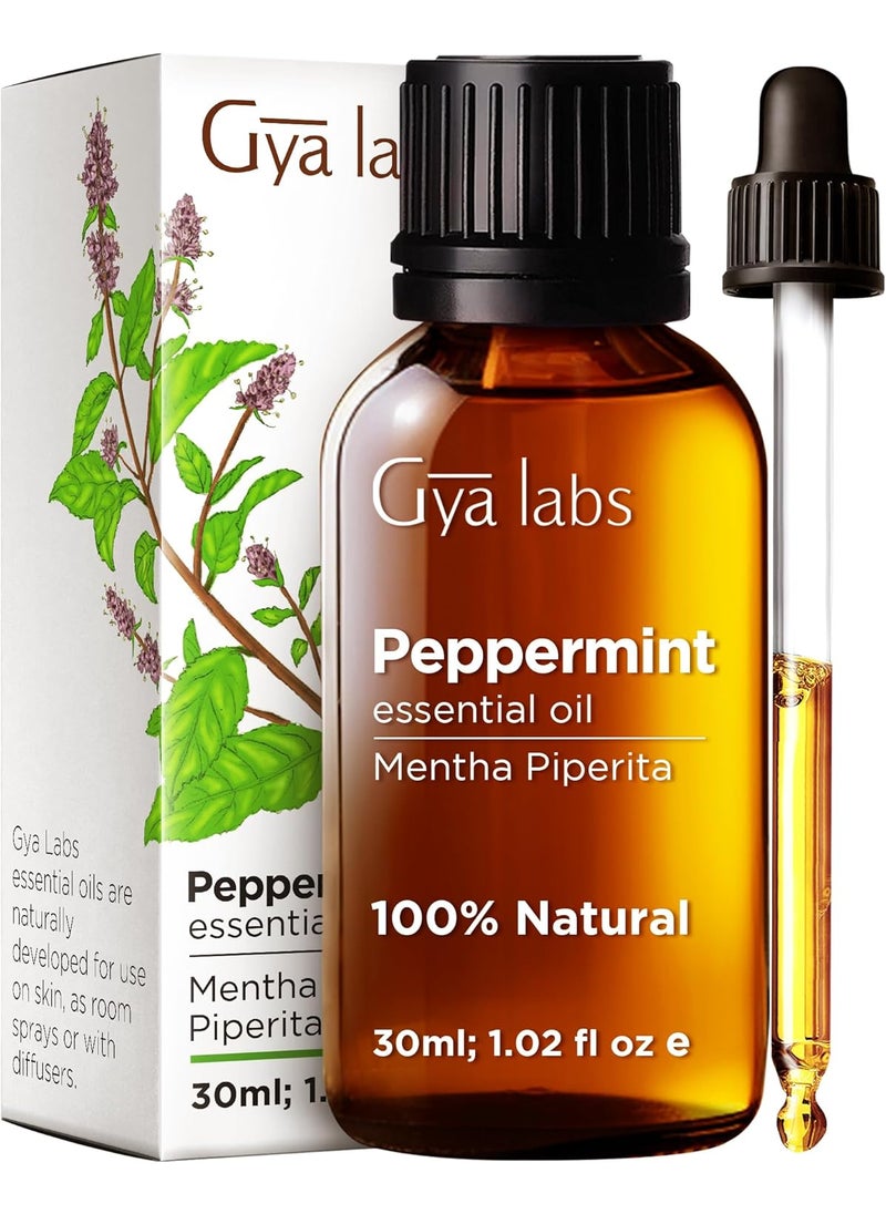 Gya Labs Peppermint Oil for Diffuser & Aromatherapy - 100% Pure Natural Peppermint Mint Essential Oils for Skin, Hair, DIY, Self-Care, Candle Making - Cooling, Minty Scent (1.02 Fl Oz)