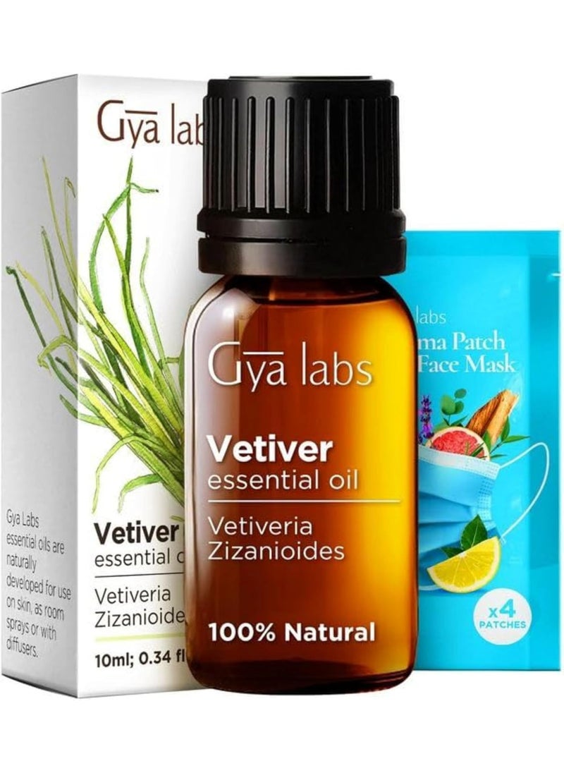 Gya Labs Calming Vetiver Essential Oil for Diffuser - 0.34 Fl Oz - 100% Pure Natural Premium Vetiver Oil for Body Comfort Aromatherapy, Candles Making Scent