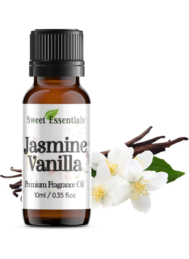 Jasmine Vanilla, 10ml (0.35fl oz) Premium Fragrance Oil, Aromatherapy, Diffuser, Crafts, Soap, Home Scents, Bath & Body, DIY Parfum and Much More. Versatile & Long-Lasting by Sweet Essentials