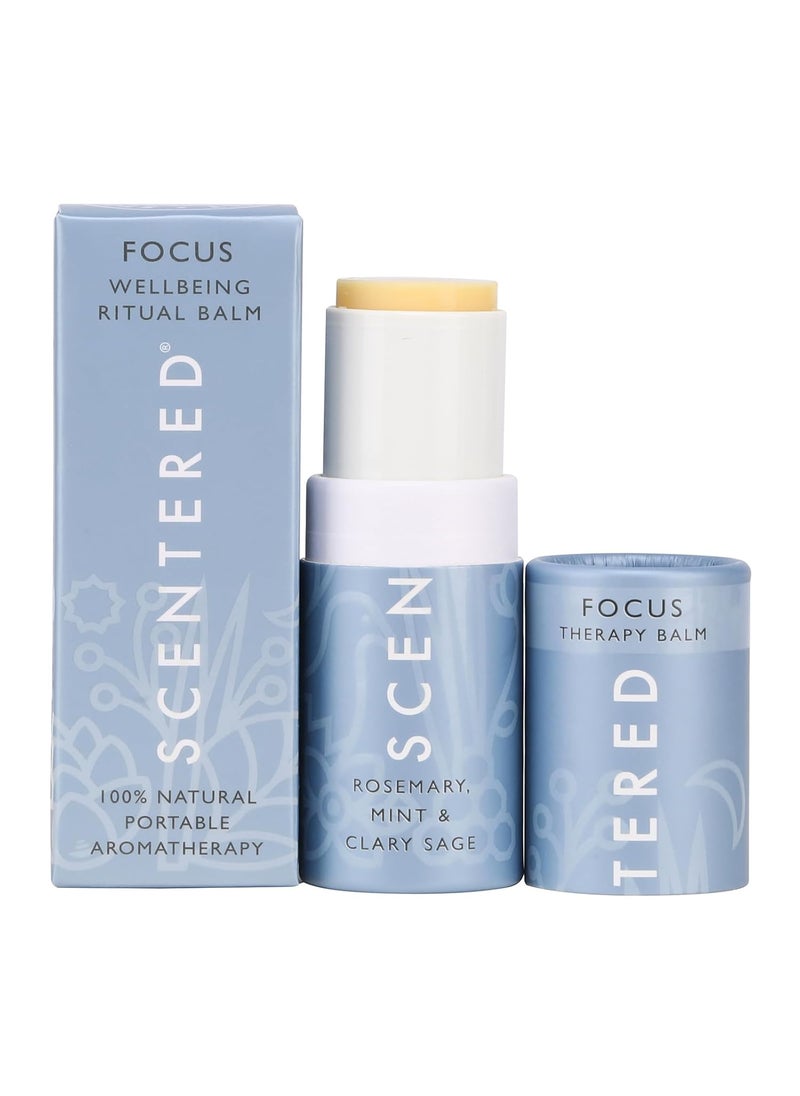 Scentered Aromatherapy Balm Stick for Focus & Concentration - Roll On Essential Oils Blend - 100% Natural: Rosemary, Mint, Clary Sage in Shea Butter - Aromatherapy Gifts for Women