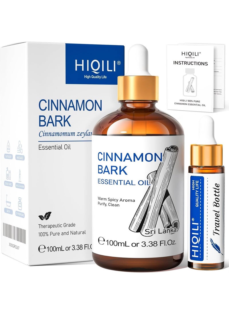 HIQILI Cinnamon Essential Oil for Spary, Diffuser, Garden and Kitchen - 100% Pure Natural - Indoor and Outdoor, 3.38 Fl Oz