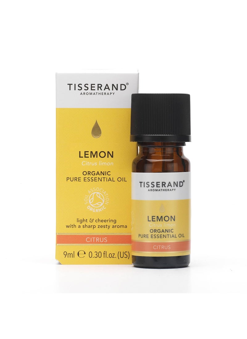 Tisserand Organic Pure Essential Oil - 100 Percent Natural - Essential Oils for Diffusers for Home - Vegan and Cruelty Free - Lemon - 0.3 oz