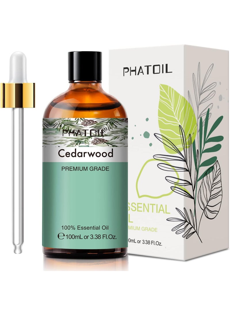 Cedarwood Essential Oil, 3.38Fl.Oz PHATOIL Pure Essential Oil Singles for Aromatherapy Diffusers, Humidifiers, Great for DIY Candle and Soap Making, Gift for Friend