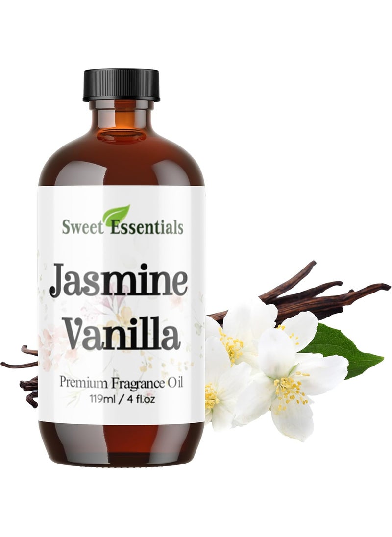 Jasmine Vanilla, 4oz Premium Fragrance Oil, Aromatherapy, Diffuser, Crafts, Soap, Home Scents, Bath & Body, DIY Parfum and Much More. Versatile and Long-Lasting