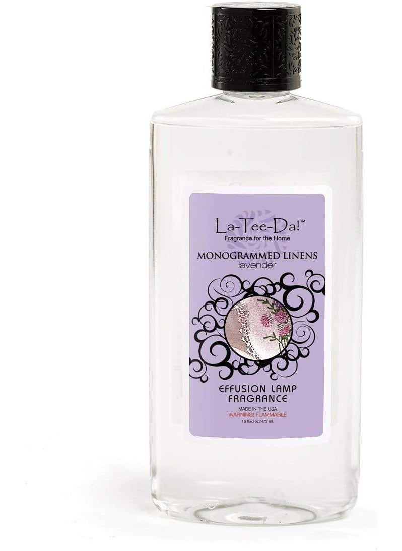 La-Tee-Da Effusion Fragrance Oils (Monogrammed Linens, 16 oz), Lavender, 16 Fl Oz