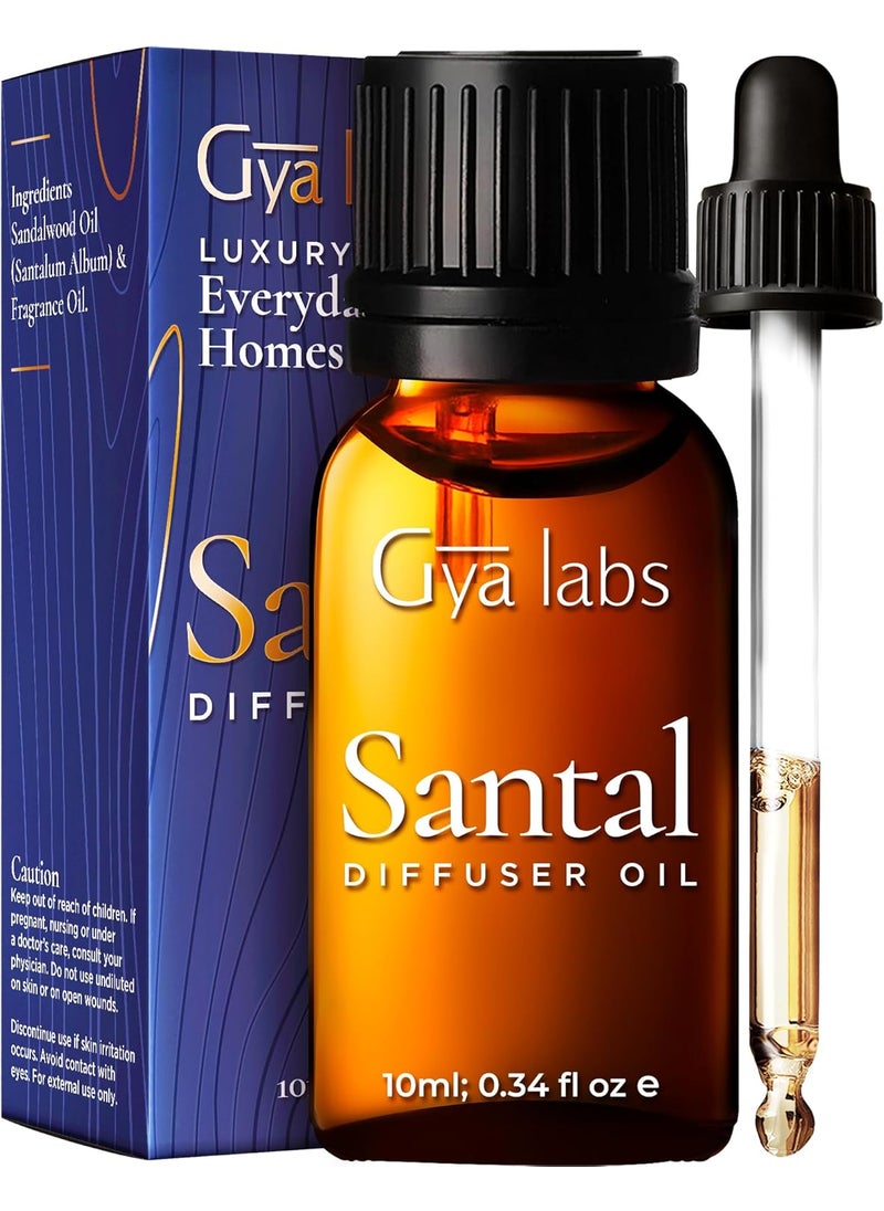 Gya Labs Santal Diffuser Essential Oil Blend - 100% Pure Natural Aromatherapy Sandalwood Essential Oils for Diffusers for Home - Santal Perfume for Car & Office (0.34 Fl Oz)