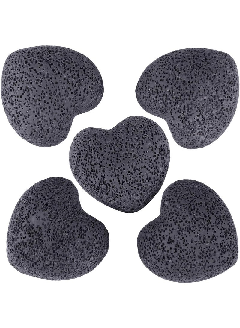 rockcloud Black Lava Rock Stone Heart Shape Pocket Stones Dyed Lava Rocks Aromatherapy Essential Oil Diffuser Set, 1.7 Inches, 5 Pcs