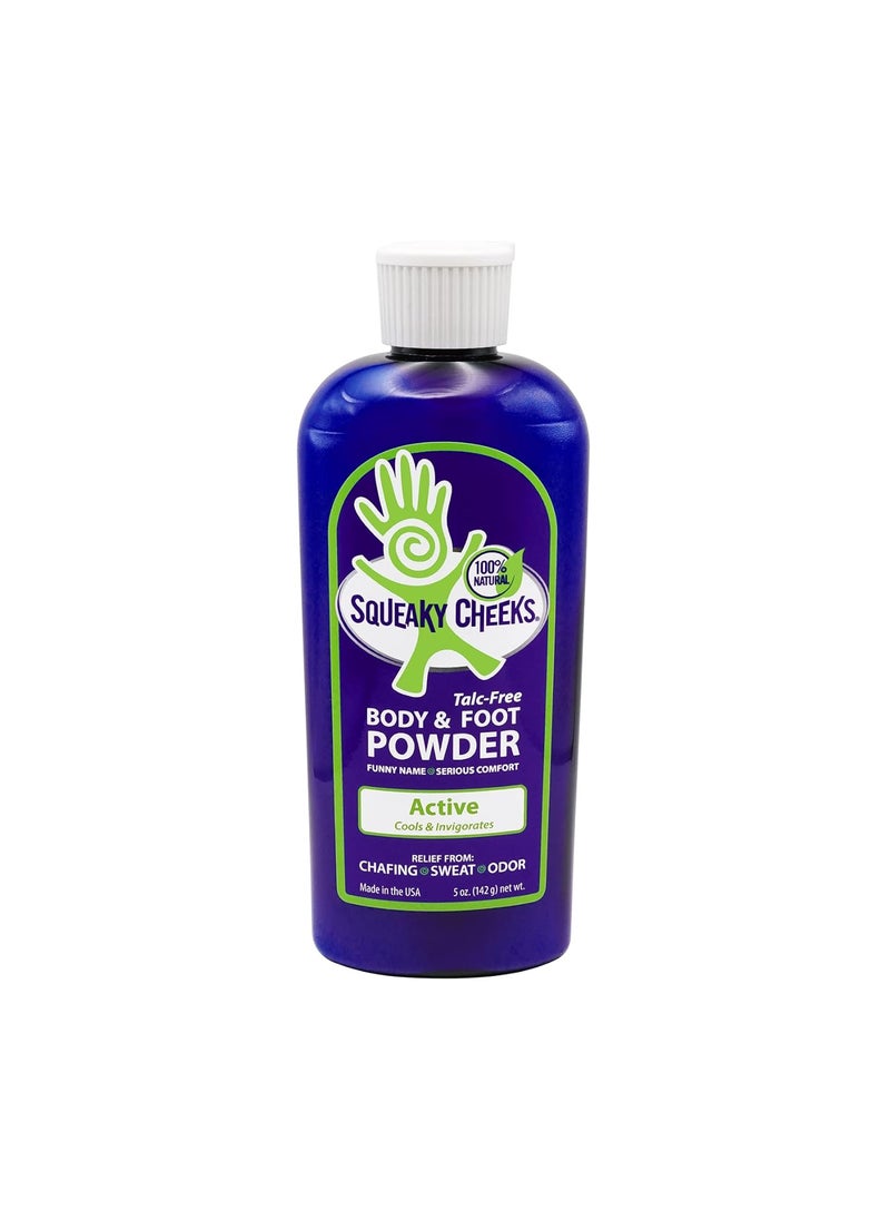 Foot & Body Powder (5oz)- All Natural and Talc-free, Effective Relief from Chafing, Sweaty Feet and Odor. Prevents Blister, keeps Feet Dry Minty Fresh Scent