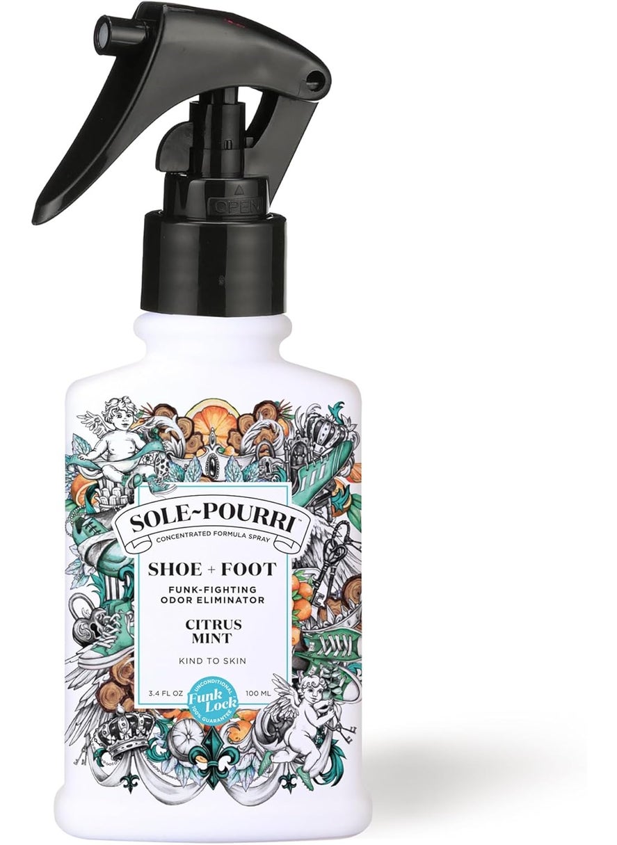 Sole-Pourri Shoe + Foot Funk-Fighting Odor Freshener Spray, Citrus Mint, 3.4 Fl Oz