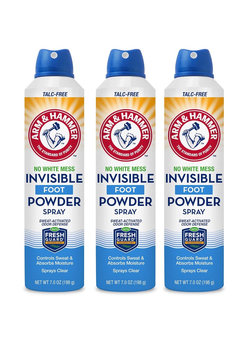 Arm & Hammer Invisible Foot Powder Spray, Clear Talc-Free Foot Odor & Sweat Control, Foot Spray Odor Eliminator Spray, Foot Odor Eliminator For Men & Women, Foot Odor Spray, 7 Oz (3 Pack)