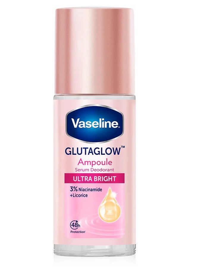 Vaseline GlutaGlow Ampoule Ultra Bright Deodorant Roll-On | Brightening with Niacinamide & Licorice | 48 Hour Sweat Protection