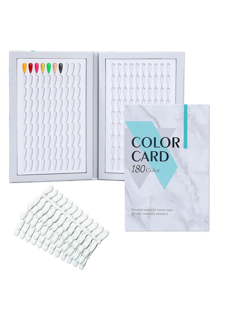 NMKL38 180 Colors Nail Display Chart Nail Gel Polish Organizer Color Card with 240 False Nail Tips Salon Nail Supplies Sample Chart Cardboard Painting Practice Book (Marble)