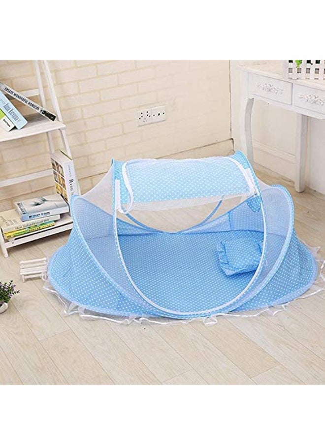 Zipper Closure and White Dot Polka Print Baby Comfortable and Cool Mosquito Net Cover (0-3 Y), Breathable, Portable