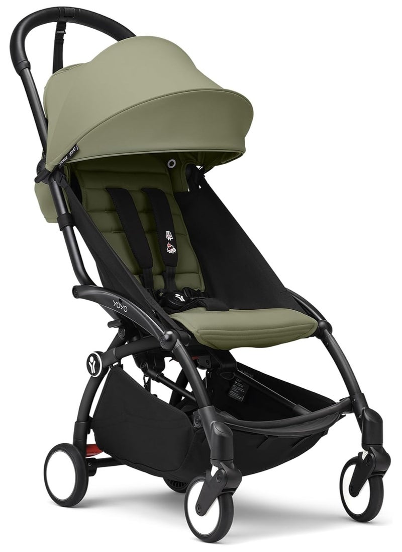 YOYO3 Complete Stroller Set - Black Frame With Colour Pack, 6+ Months - Olive