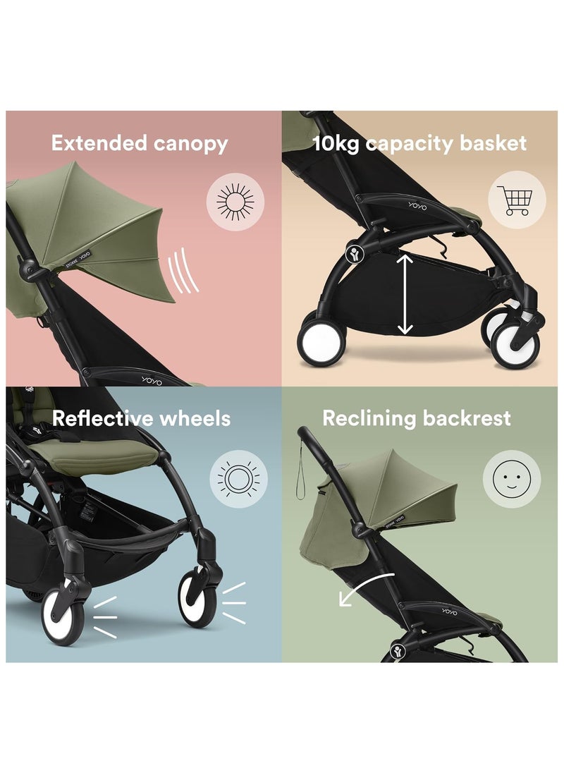 YOYO3 Complete Stroller Set - Black Frame With Colour Pack, 6+ Months - Olive
