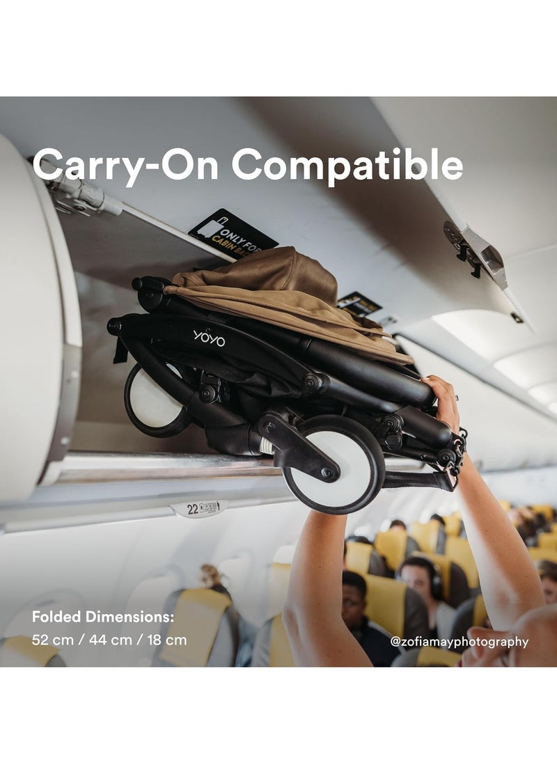 YOYO3 Complete Stroller Set - Black Frame With Colour Pack, 6+ Months - Toffee