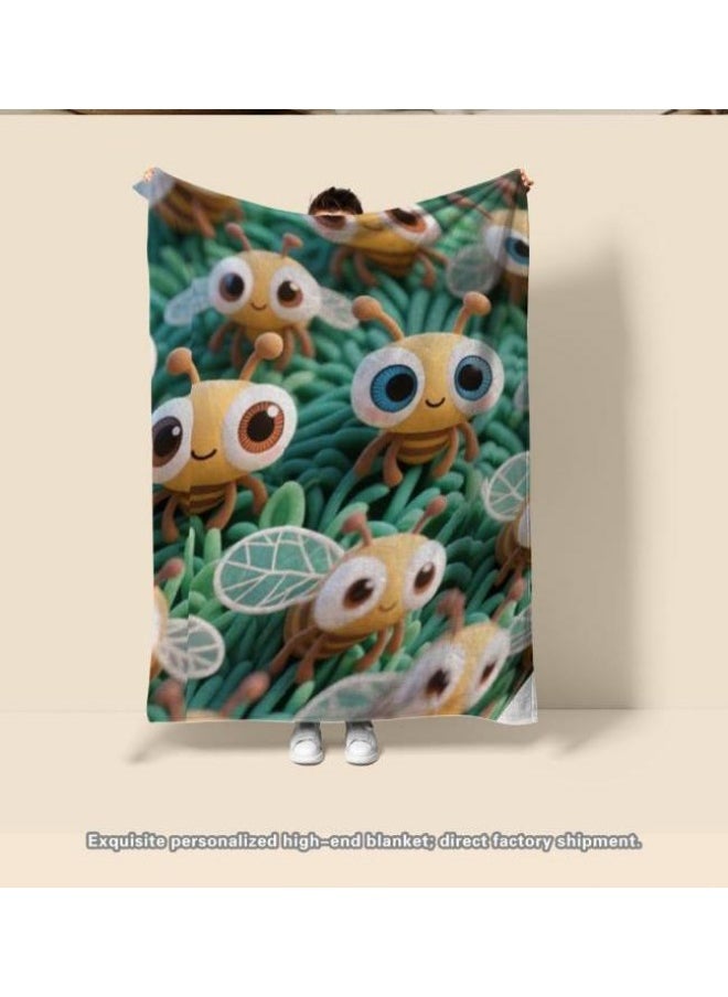Children's or student cartoon flannel thin blanket (warm and comfortable, suitable for sleep, games) 100cm*150cm