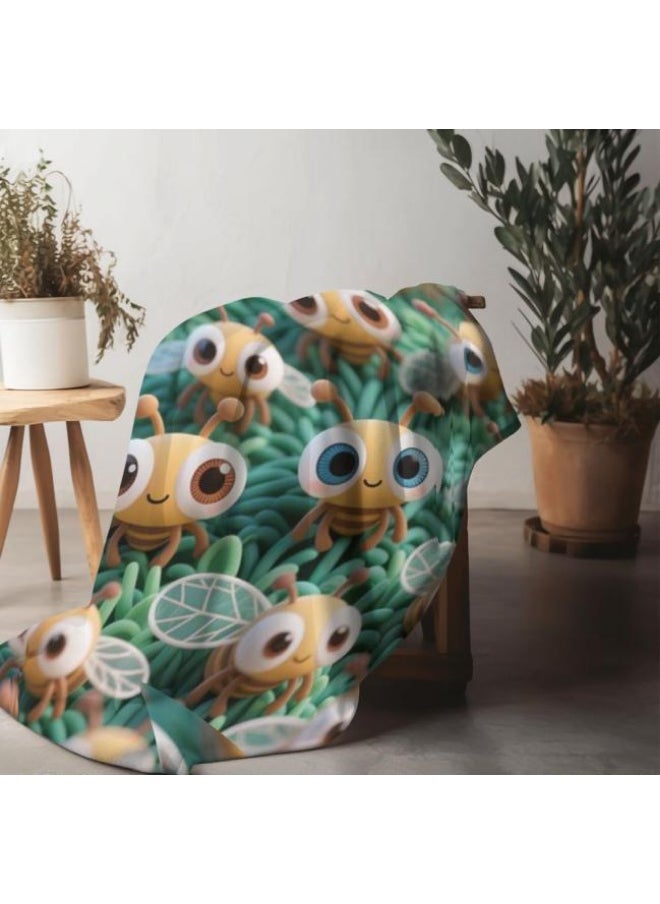 Children's or student cartoon flannel thin blanket (warm and comfortable, suitable for sleep, games) 100cm*150cm