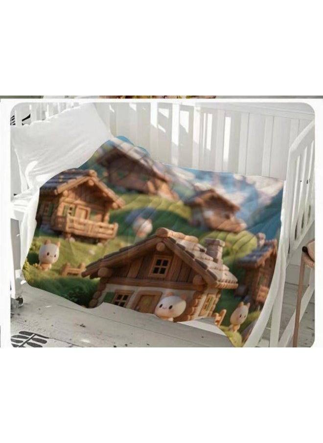 Children's or student cartoon flannel thin blanket (warm and comfortable, suitable for sleep, games) 100cm*150cm