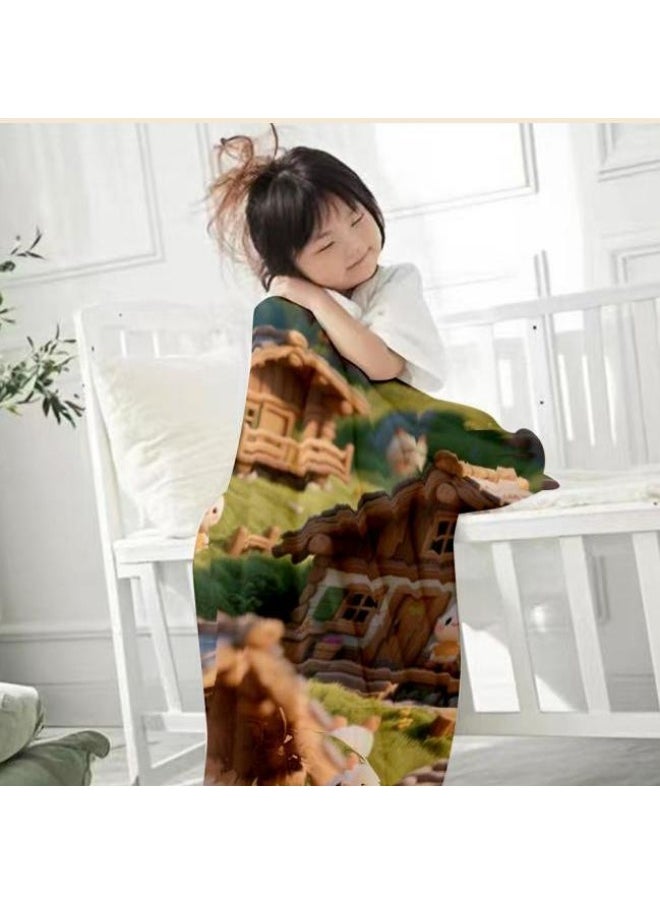 Children's or student cartoon flannel thin blanket (warm and comfortable, suitable for sleep, games) 100cm*150cm