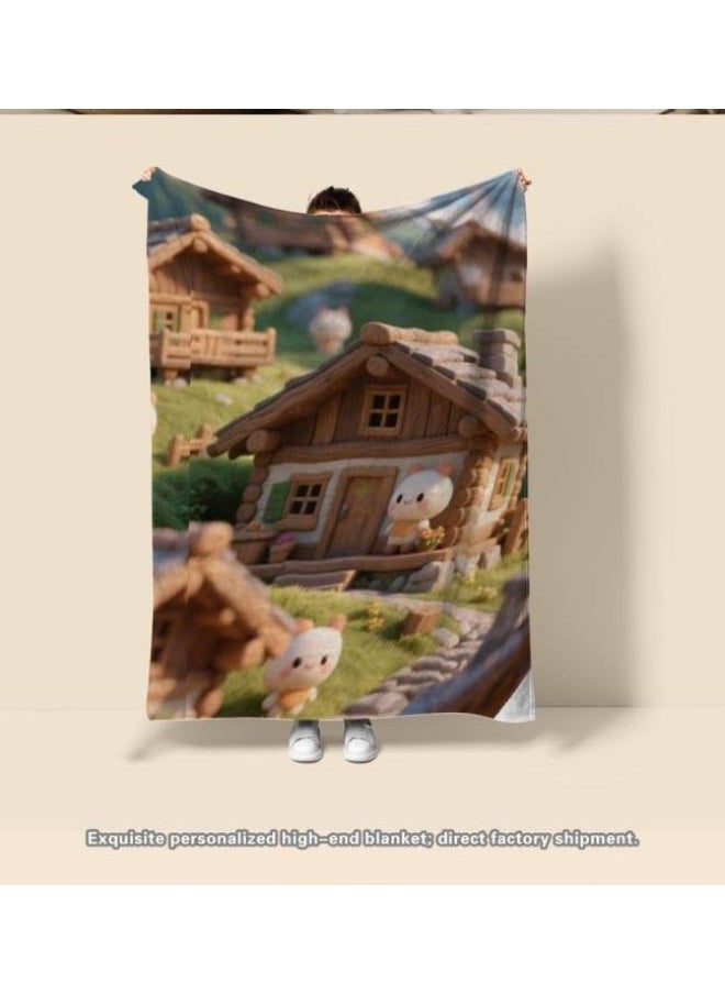 Children's or student cartoon flannel thin blanket (warm and comfortable, suitable for sleep, games) 100cm*150cm