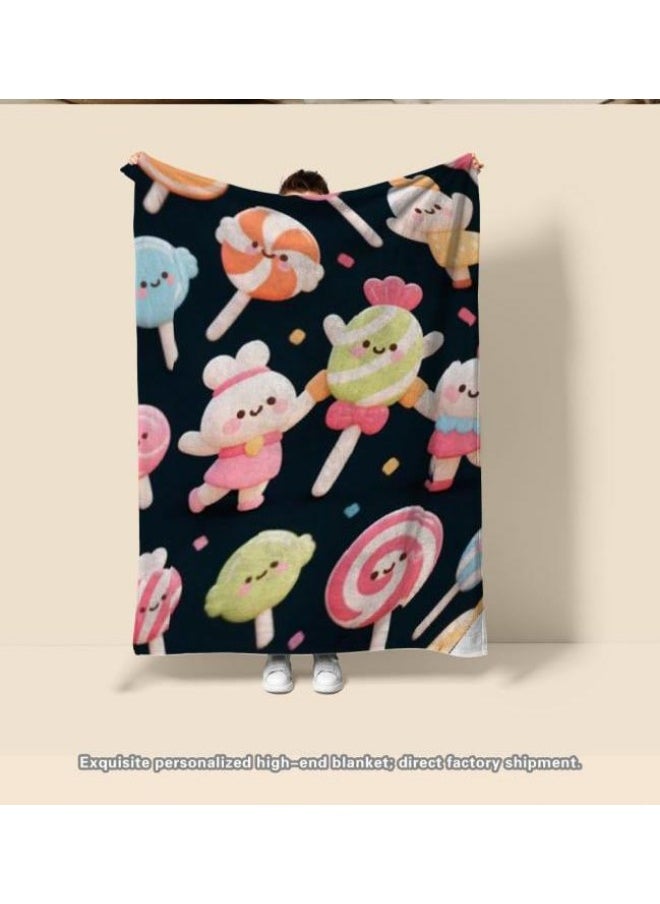 Children's or student cartoon flannel thin blanket (warm and comfortable, suitable for sleep, games) 100cm*150cm
