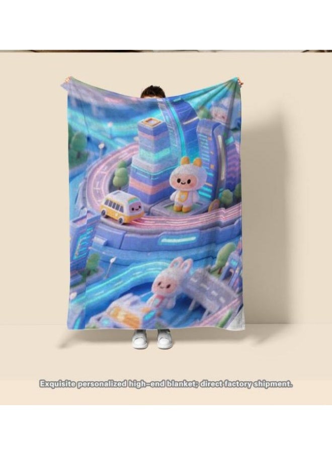 Children's or student cartoon flannel thin blanket (warm and comfortable, suitable for sleep, games) 100cm*150cm