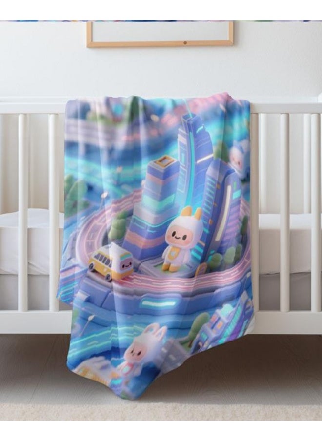 Children's or student cartoon flannel thin blanket (warm and comfortable, suitable for sleep, games) 100cm*150cm