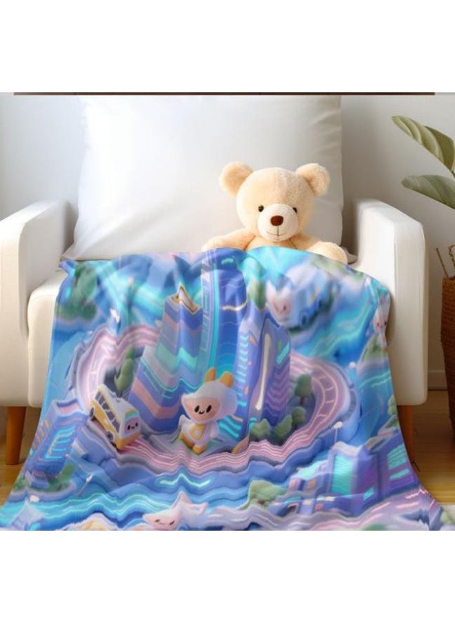 Children's or student cartoon flannel thin blanket (warm and comfortable, suitable for sleep, games) 100cm*150cm
