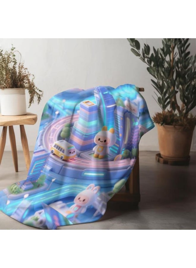 Children's or student cartoon flannel thin blanket (warm and comfortable, suitable for sleep, games) 100cm*150cm