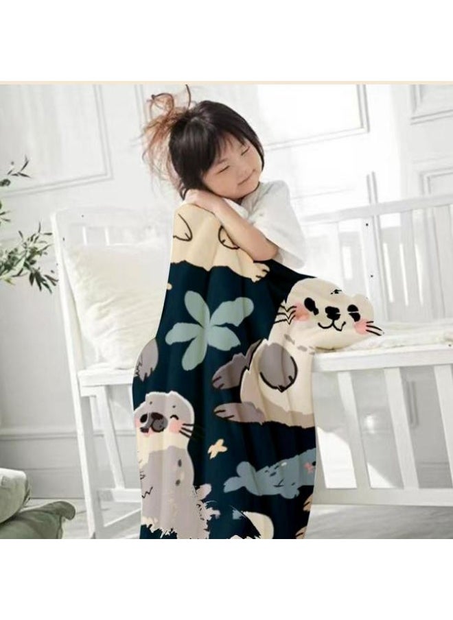 Children's or student cartoon flannel thin blanket (warm and comfortable, suitable for sleep, games) 100cm*150cm