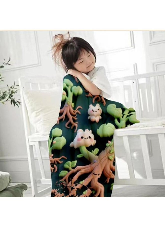 Children's or student cartoon flannel thin blanket (warm and comfortable, suitable for sleep, games) 100cm*150cm