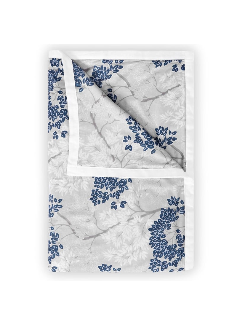 Divine Casa Floret 100 Cotton Single Dohar 120 GSM Soft Lightweight Throw Blanket Cozy Breathable Bedding AllSeason Comfort 210 x 140 CM Grey Blue