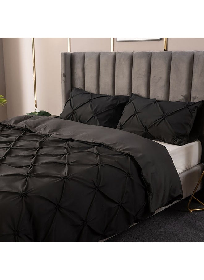 3-Piece Velvet Bedding 3D stereo Set Velvet Black 200x230cm