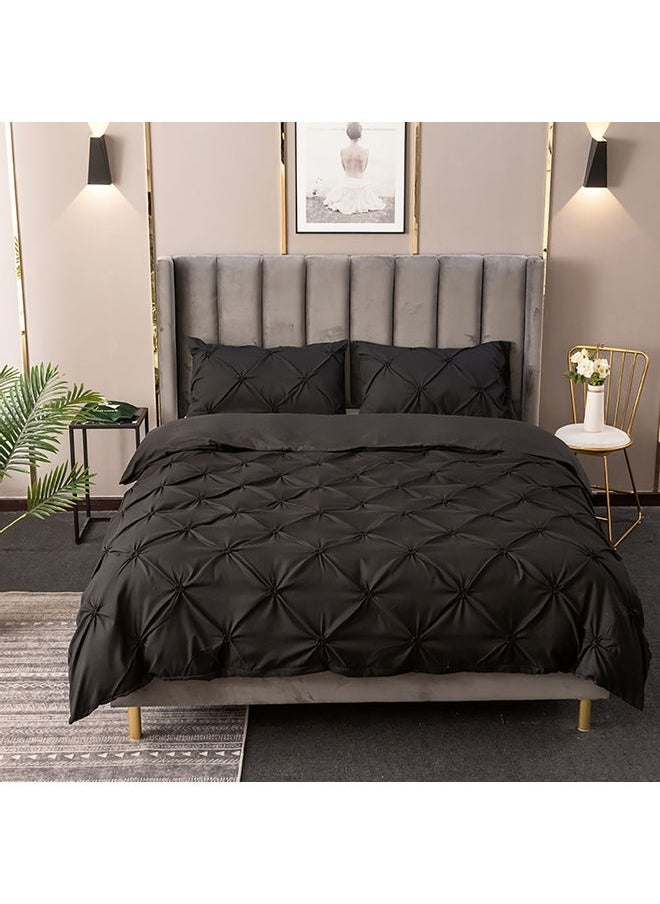 3-Piece Velvet Bedding 3D stereo Set Velvet Black 200x230cm