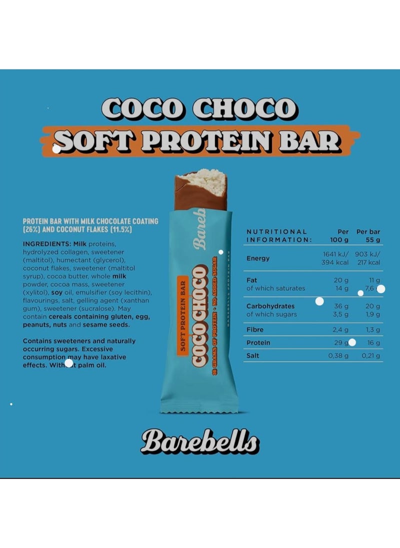 BAREBELLS PROTEIN BAR COCO CHOCO 55G PACK OF 12