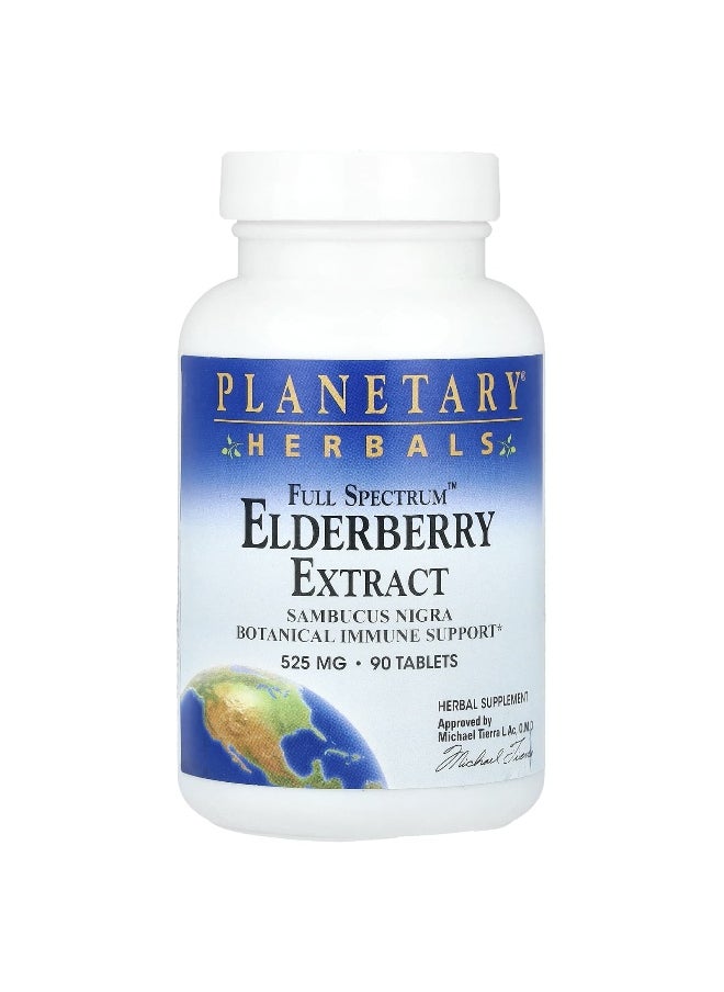 Planetary Herbals, Full Spectrum™ Elderberry Extract, 1,050 mg, 90 Tablets (525 mg per Tablet)