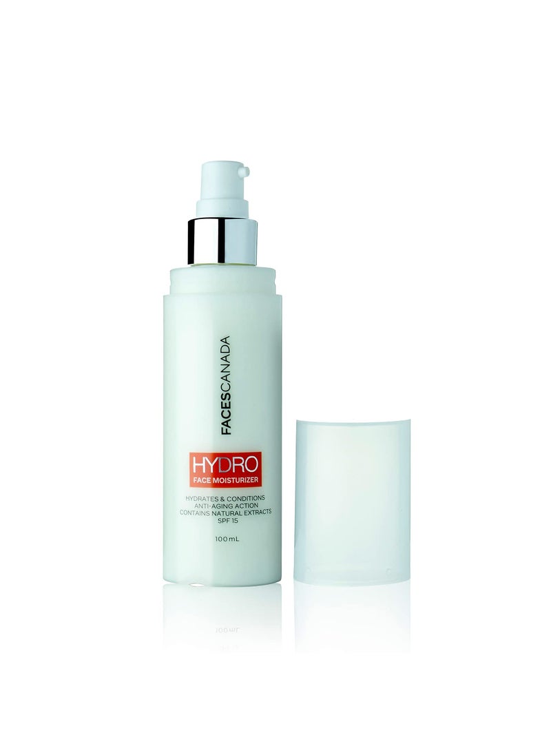 Hydro Face Moisturizer with SPF 15 | Natural Hydrating & Anti Aging Formula | Lightweight & Non Greasy | for Radiant Skin | 3.38 Fl Oz (100ml)