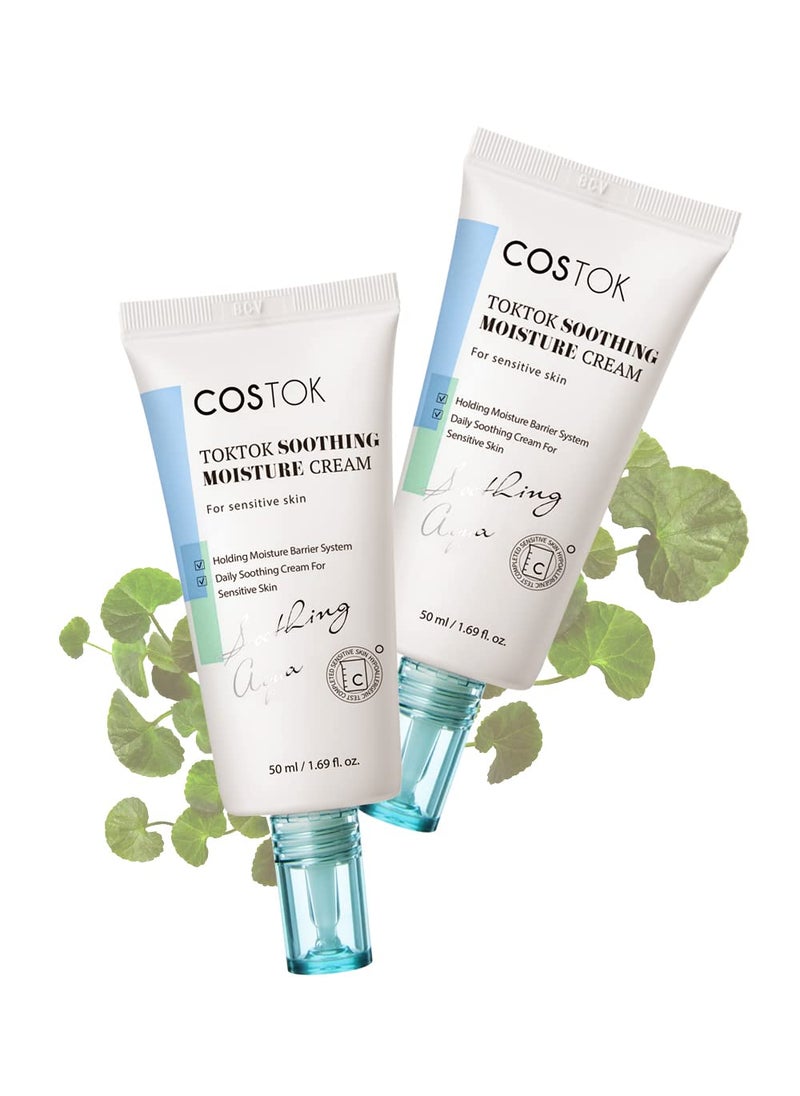 COSTOK TokTok Soothing Moisturizer 1.69oz [1+1] Skin Soothing Hypoallergenic Complex | Marigold, Olive, Centella Extract | pH 5.5 skin balancing, Hypoallergenic Cream for Sensitive Skin From Korean