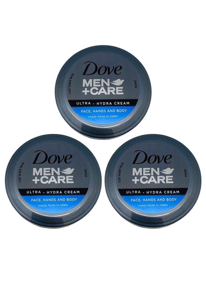 Dove Men+Care Ultra-Hydra Cream with 24 Hour Moisturization, 2.53 Fl Oz (Pack of 3)