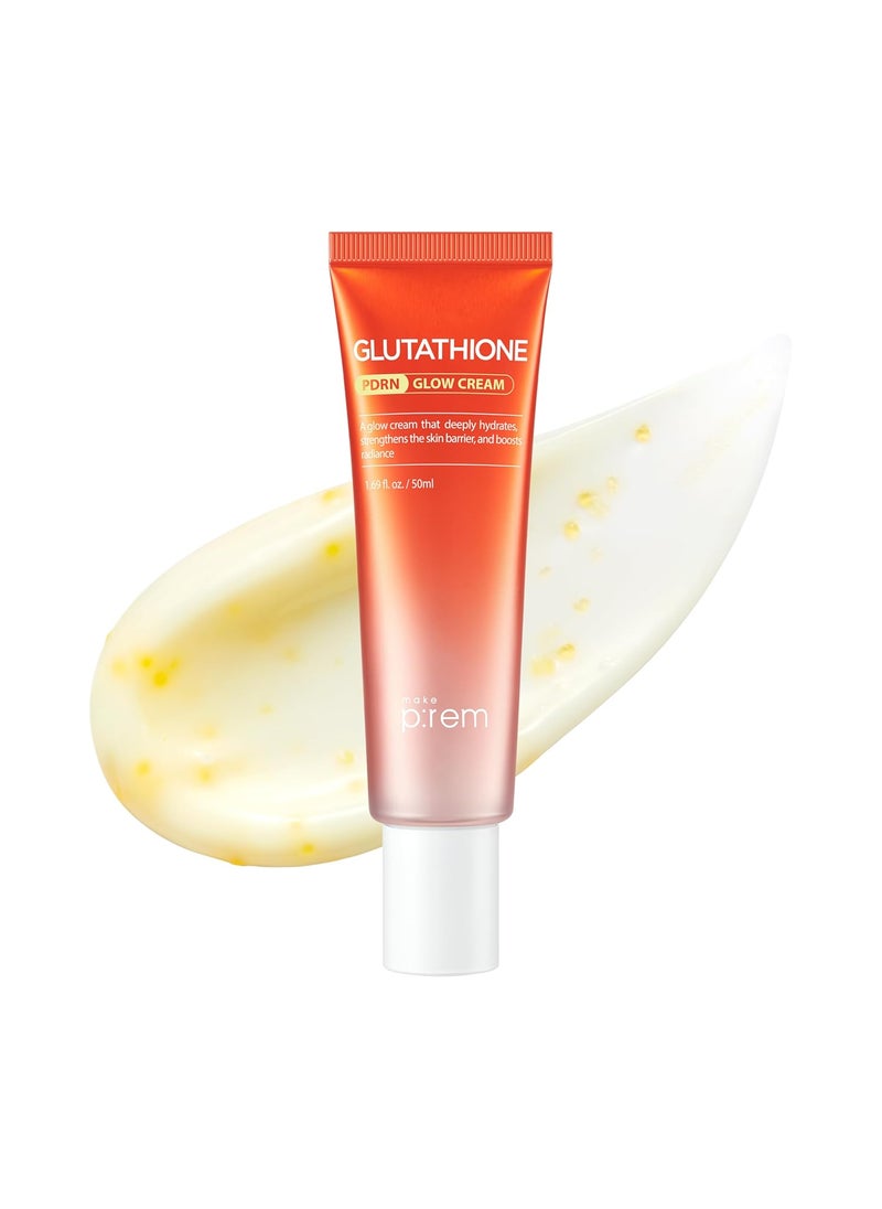 MAKE P:REM Glutathione PDRN Glow Cream, Antioxidant Moisturizer with PDRN Capsules for Radiant and Nourished Skin, All Skin Types, Korean Skin Care, 1.69 fl oz, 50ml