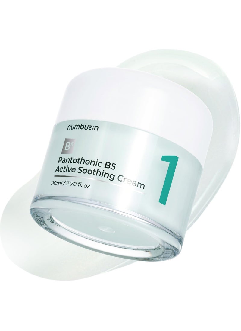 numbuzin No.1 Cream | Pantothenic B5 Active Soothing Cream | Lightweight Hydrating Moisturizer, Pantothenic Acid, Niacinamide | Excess Oil Control, Soothes Acne | Non-Comedogenic | 2.70 fl. oz.