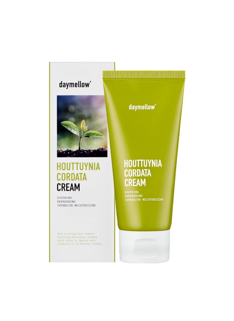 Daymellow Houttuynia Cordata Real Soothing Cream 2.82fl.oz/80ml, Face Moisturizer, Heartleaf, Centella, Panthenol, Skin Barrier Repair, Acne, Soothes Redness Facial Cream Korean Skincare