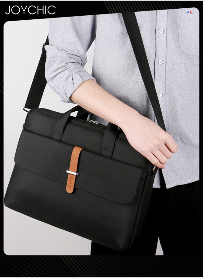 14 inch Brief Bussiness Office Laptop Bag Large Capacity Briefcase Shoulder Bag Messenger Bag Computer and Tablet Carrying Case for Men and Women Work School Travel Black