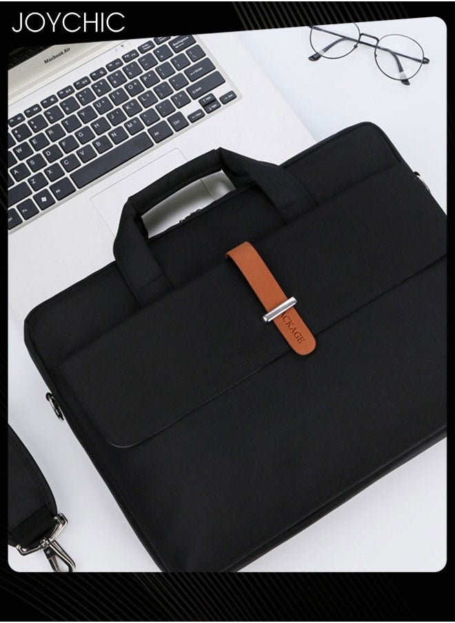 14 inch Brief Bussiness Office Laptop Bag Large Capacity Briefcase Shoulder Bag Messenger Bag Computer and Tablet Carrying Case for Men and Women Work School Travel Black