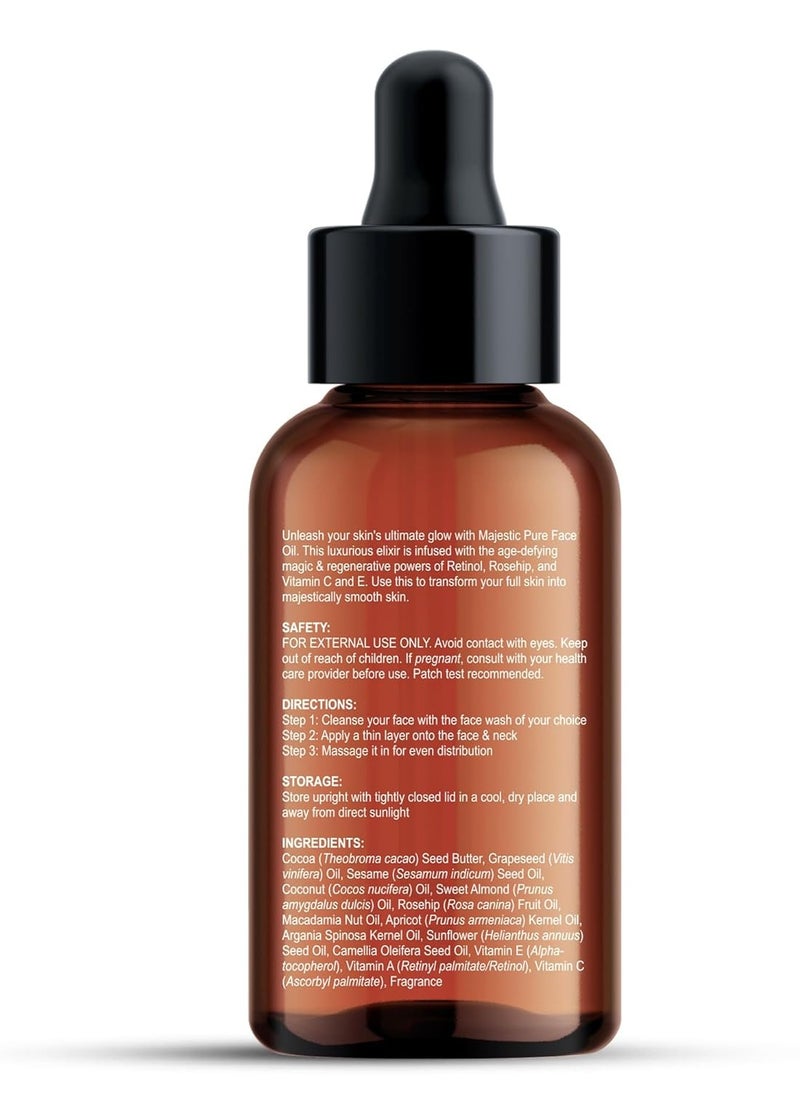 MAJESTIC PURE Rosehip Seed Oil for Face | Natural Cold Pressed, Enriched with Vitamin C and E, Unrefined Non-GMO | Face Oil for Hydrating and Nourishing Soft Skin, 2Fl Oz