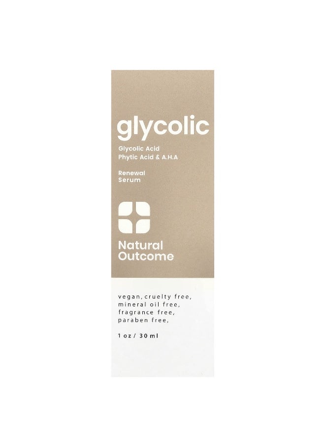 Natural Outcome, Glycolic, Renewal Serum, Fragrance Free, 1 oz (30 ml)