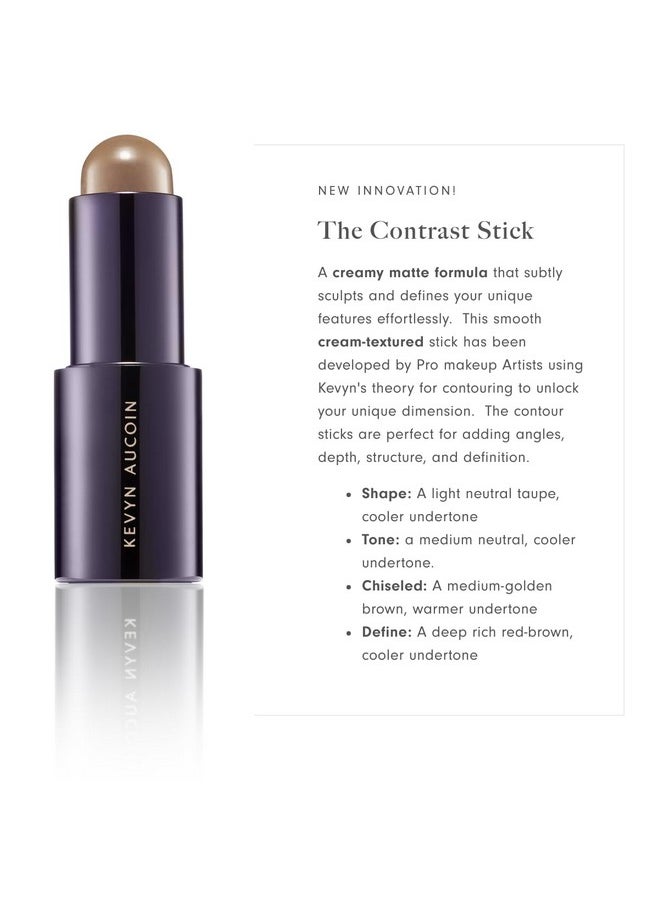 Kevyn Aucoin The Contrast Stick, Chiseled color (medium golden brown, warm undertone): A contour makeup crayon for adding angles, depth, structure and definition. All-day pigments. Made in Italy.